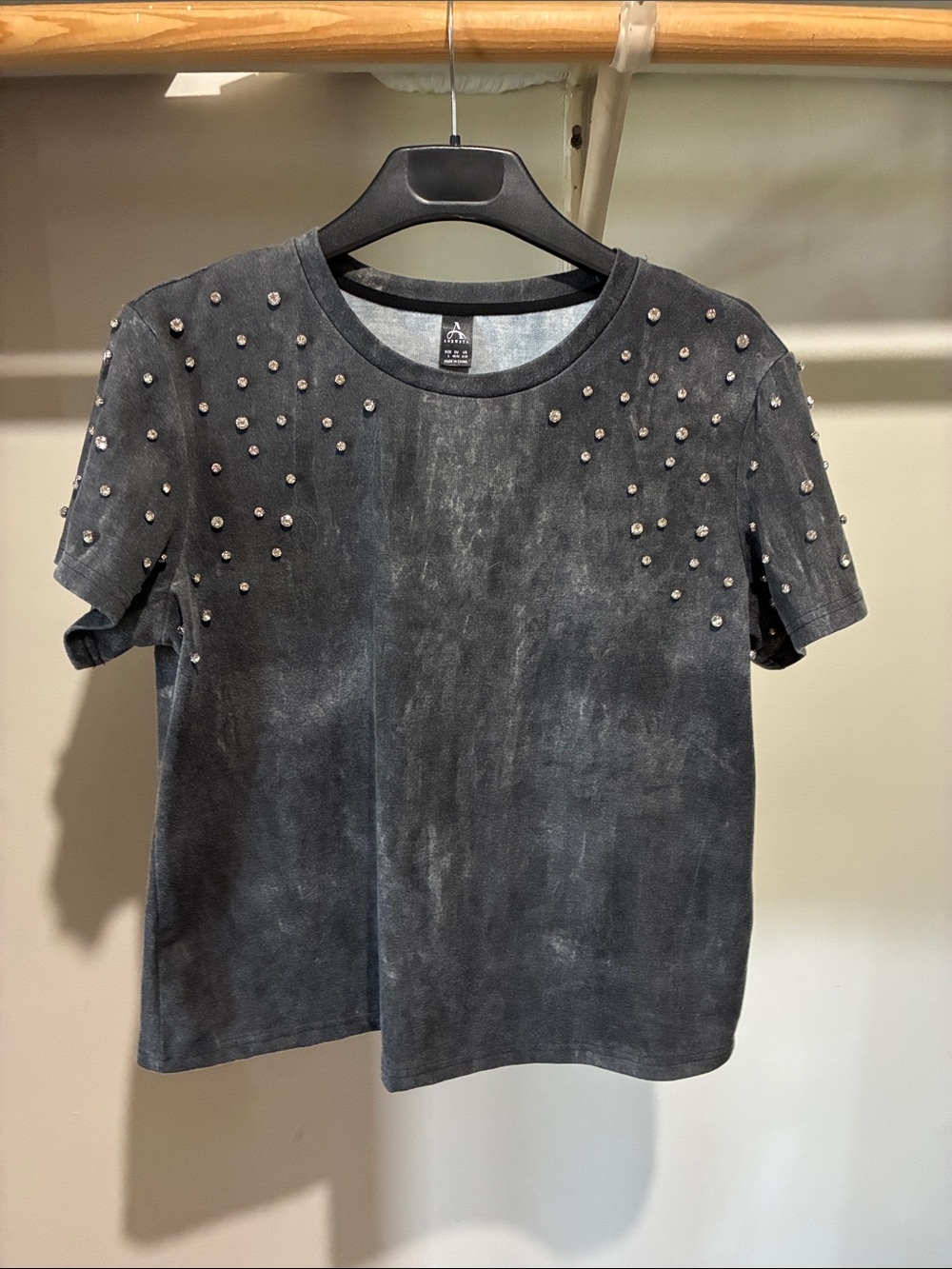 Studded Short-Sleeve Tee - gray
